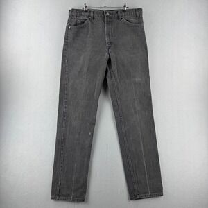 Vintage Levis Jeans Mens 38x34 (Fits 37x34) Black Denim Orange Tanb 505 USA MADE